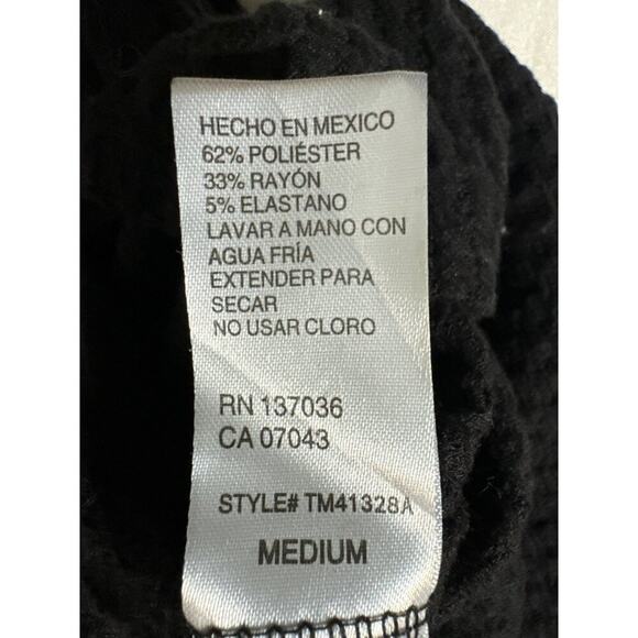 Paper Crane Shirt Medium Waffle Knit Drawstring Neck Waffle Long Sleeve Black - Picture 6 of 7